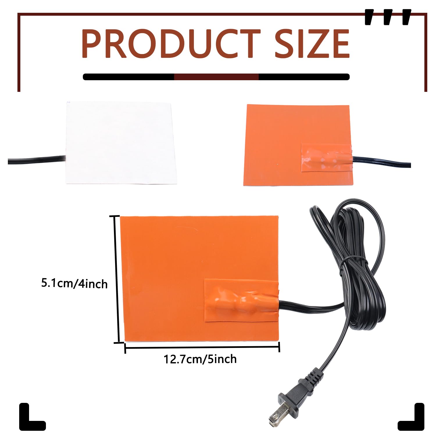 4 X 5In Car Engine Silicone Pad Heater - Self-Adhesive, 2Pcs Oil Pan Heater Pad Car Truck Oil Pan Heater Pad For Metal Surface W