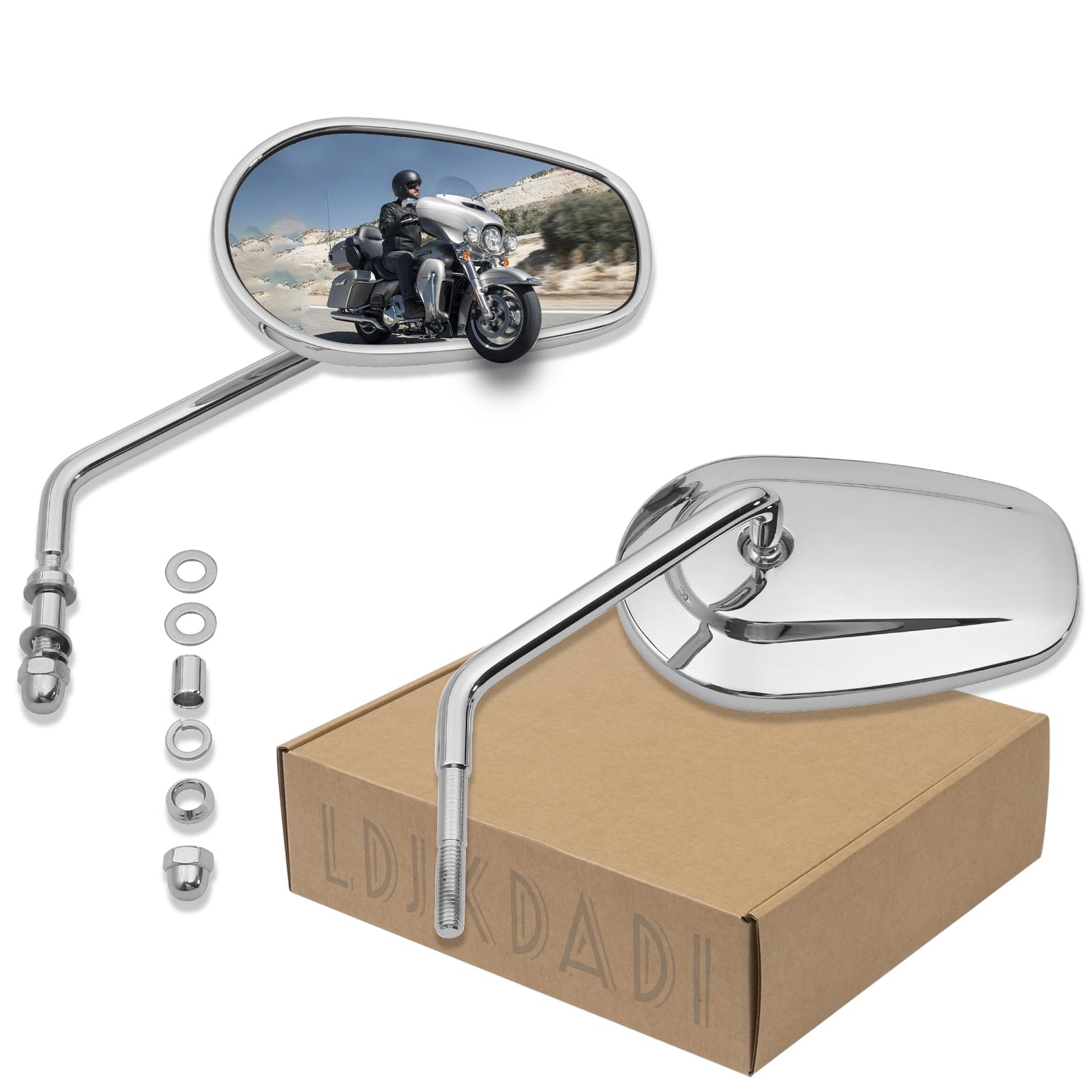 Ldjxdadi Chrome Sportster Mirrors For Road King Street Electra Glide Dyna Softail Road Glide Motorcycle Rearview 1982-2023
