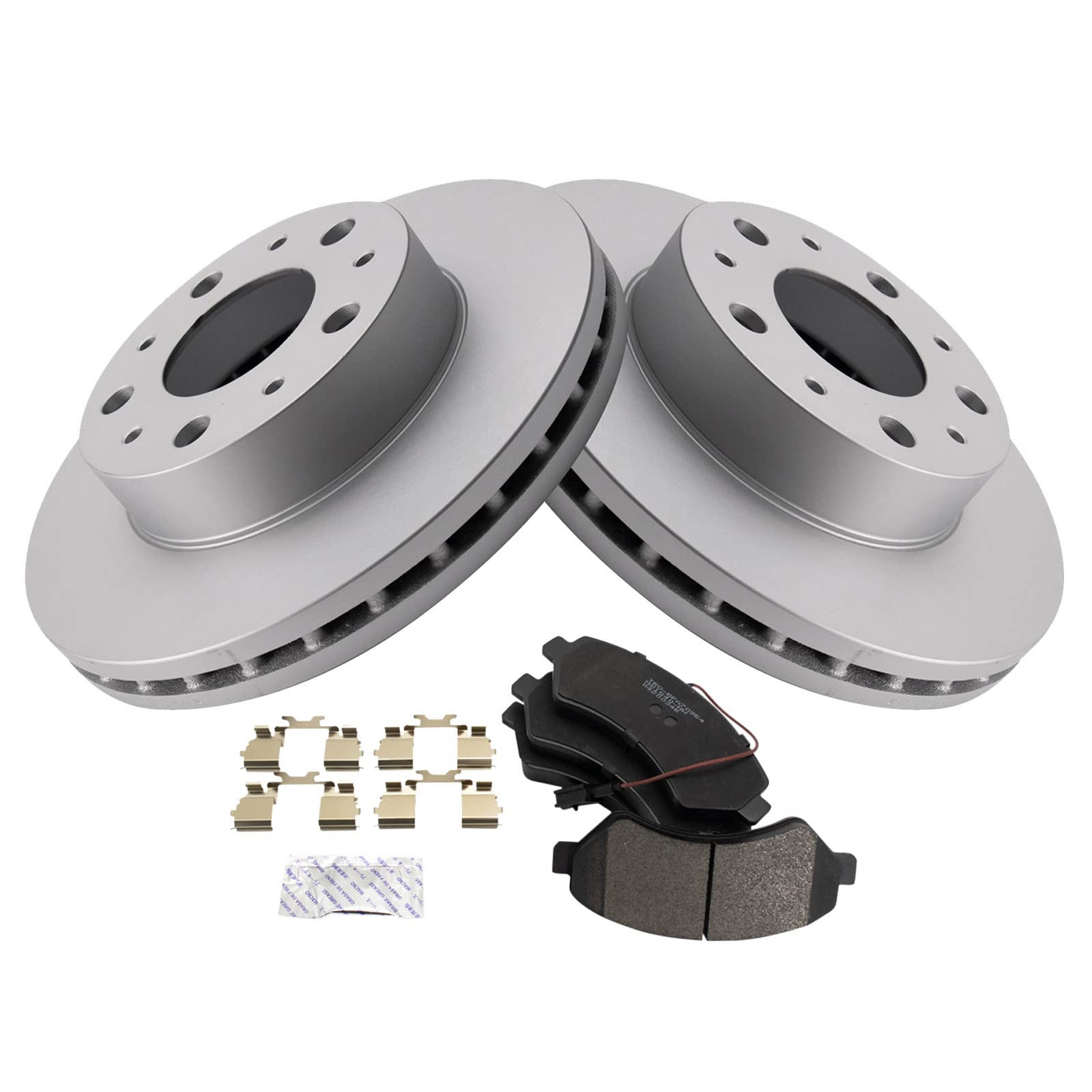 Trq Front Brake Pad & Rotor Kit Brake Pads Brake Rotor Semi-Metallic Premium G-Coated Compatible With 2014-2021 Ram Promaster 15