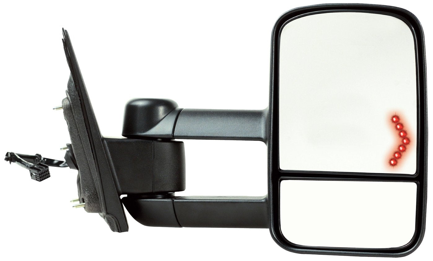 Fit System Passenger Side Towing Mirror For Silverado/Sierra, 2500, 3500, Textured Black, Arrow Signal, Dual Lens, 1St Design, (No Power Fold/Side Reflector/Blis), Fold, Heated Power