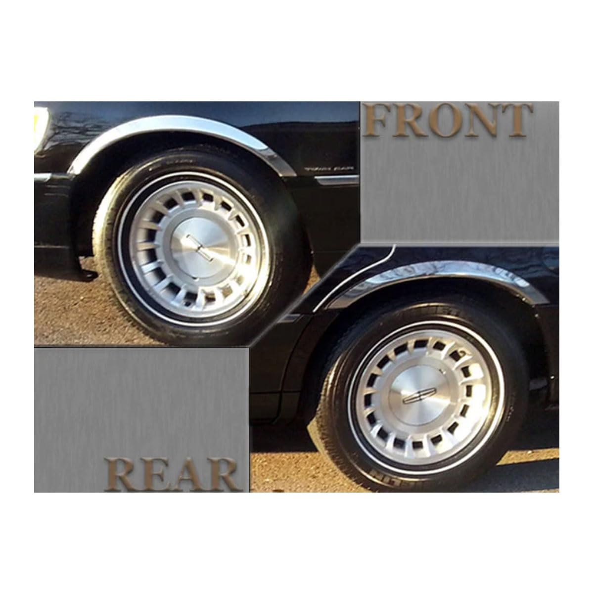 QAA is Compatible with 1998-2002 Lincoln Town Car 4 Piece Molded Stainless Steel Wheel Well Fender Trim Molding, 2.25&quot; Width WZ38680