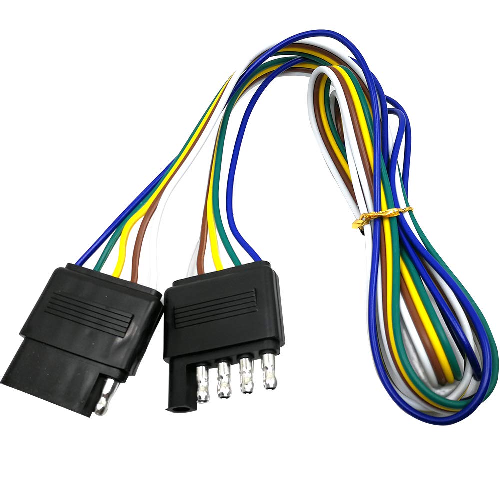 Carrofix 5 Way Flat Trailer Wire Extension, 48'' 5-Pin Trailer Wiring Connector, Vehicle To Trailer Tow Harness Adapter