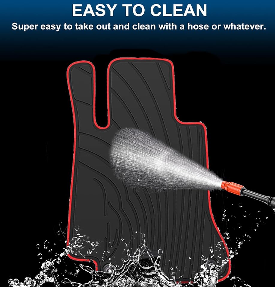 San Auto Car Floor Mats For Mercedes-Benz E-Class Sedan 2017-2023 W213 E300 E320 E400 E350 E63 E550 Custom Fit Black Red Rubber