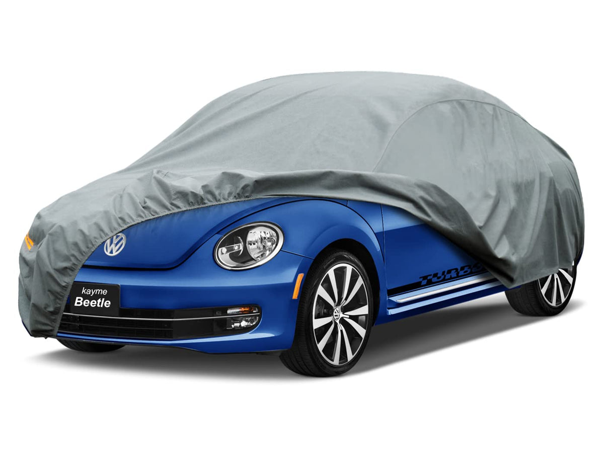 Kayme Heavy Duty Car Cover Custom Fit Volkswagen Beetle/New Beetle/Vw Bug Waterproof All Weather For Automobiles, Full Exterior