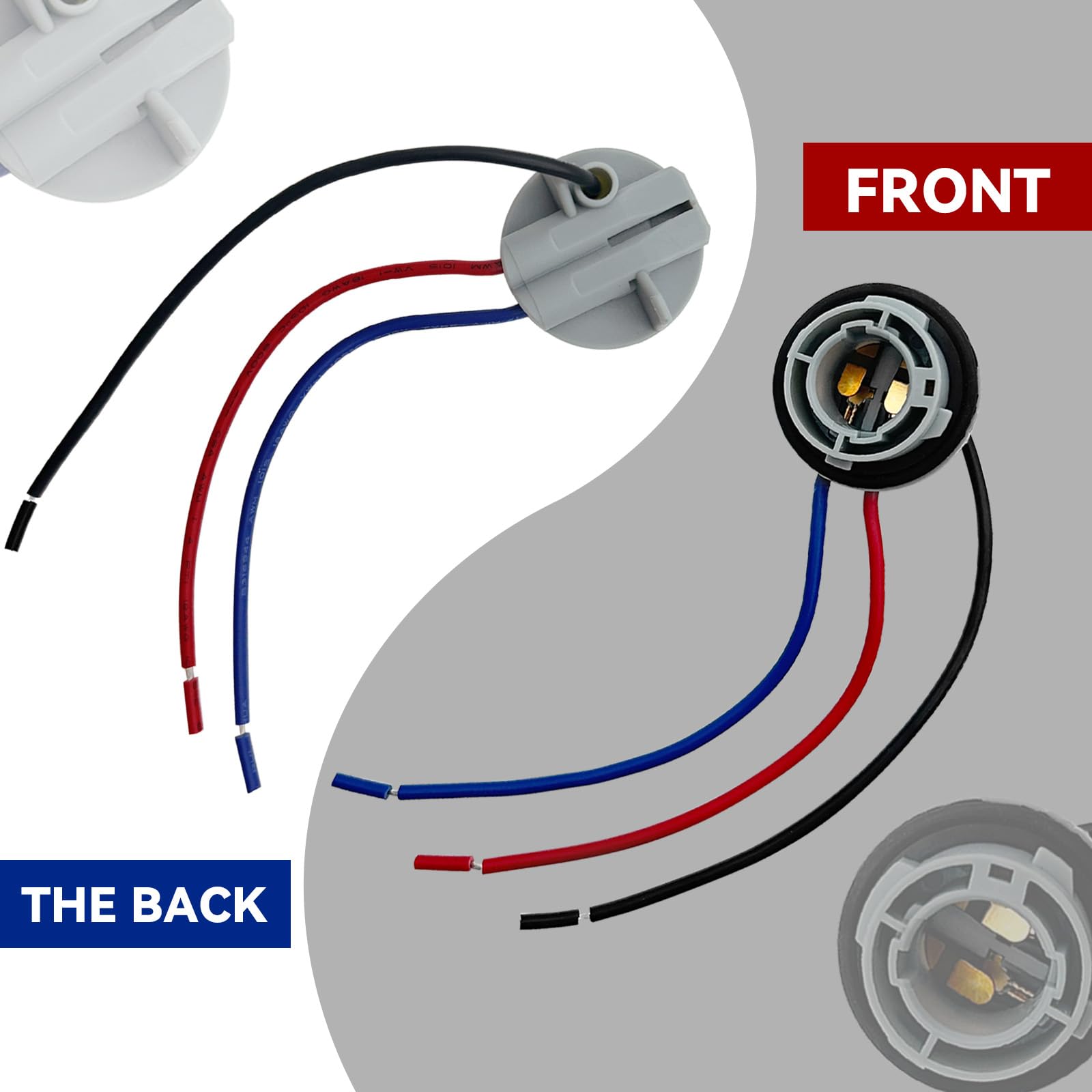 USTOPF1T 1157 LED Bulb Socket Plug, Signal Light Socket Wiring Harness, Automotive Plastic Waterproof Turn Signal Tail Light Bra