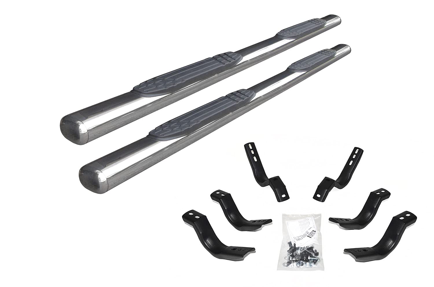 Go Rhino 4 Oval 1000 Series Sidesteps & Brackets | Stainless Steel, Polished | 104404787PS | Fits 2019-2025 Chevrolet Silverad