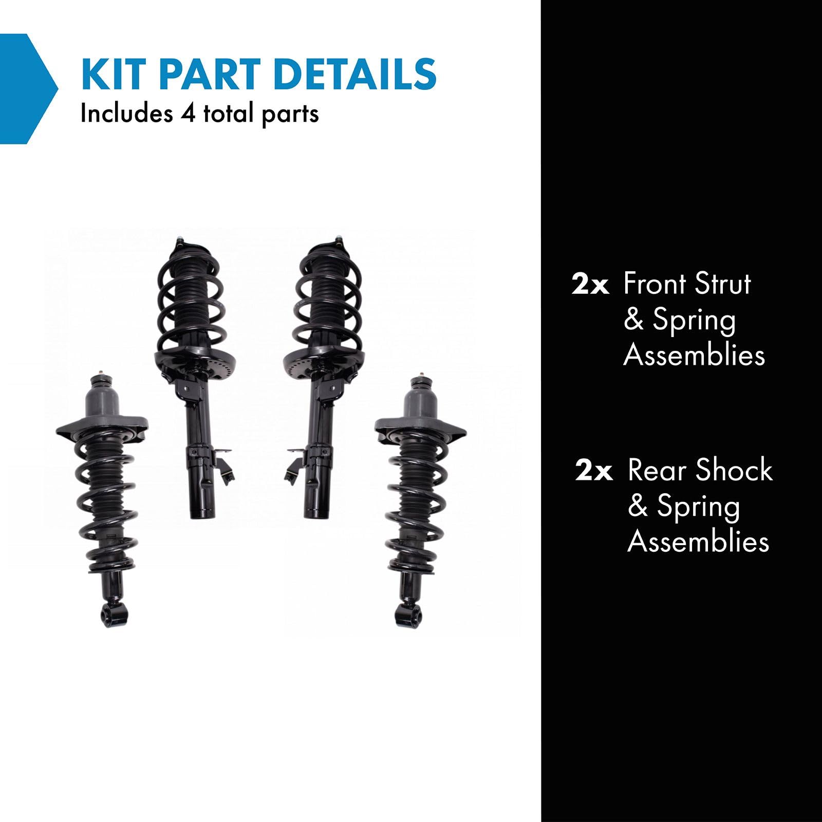 Trq Front And Rear Strut & Coil Spring Assembly Set Driver & Passenger Sides Compatible With 14-20 Acura Mdx