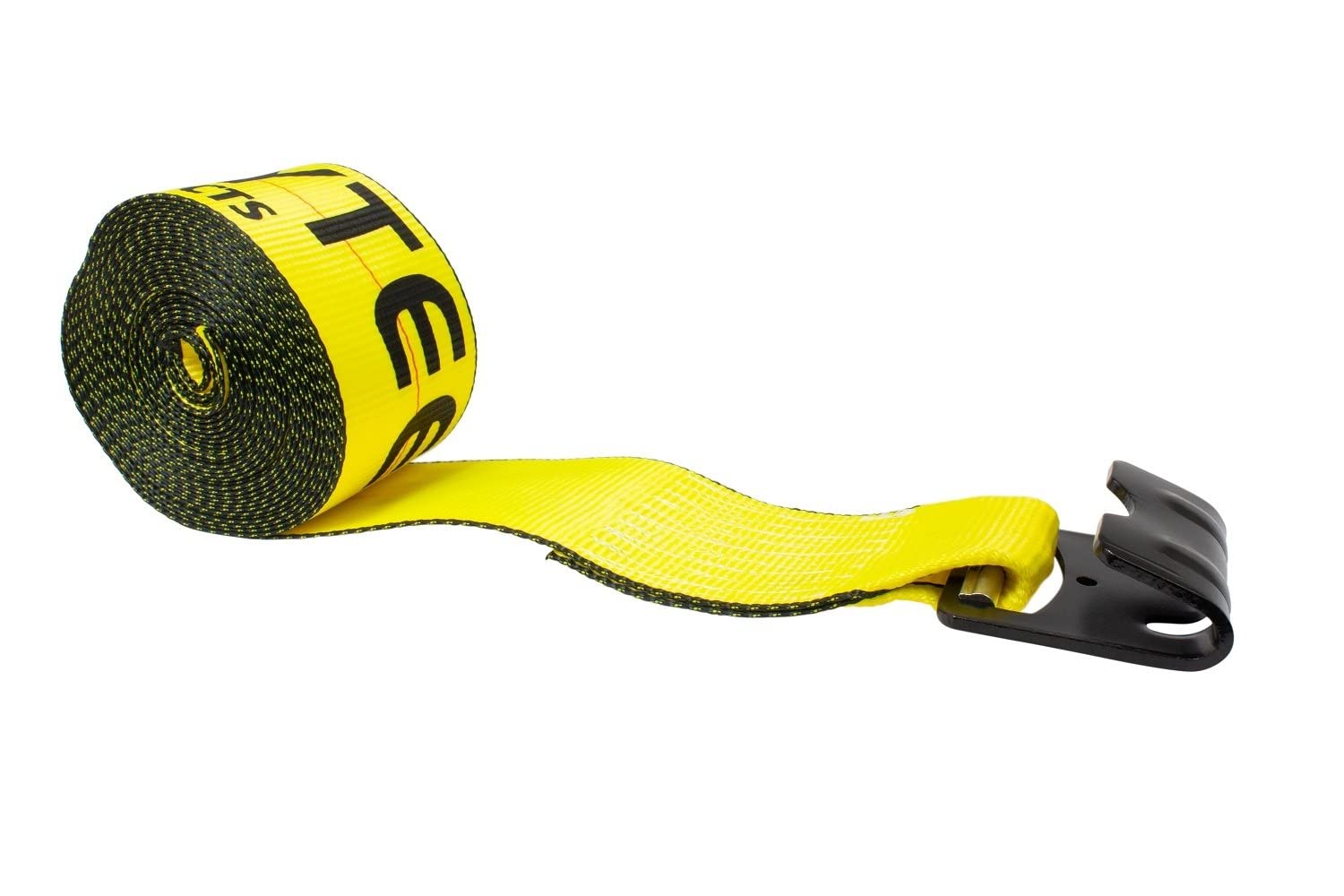 Mytee Products (100 Pack Winch Straps 4 x 30 Yellow Heavy Duty Tie Down w/Flat Hooks WLL# 5400 lbs | 4 Inch Cargo Control for Fl