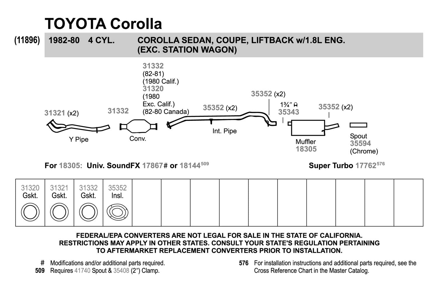Walker 35594 Exhaust Pipe Spout 1.625 Inlet (Od) 1.25 Outlet (Id) For Honda Accord
