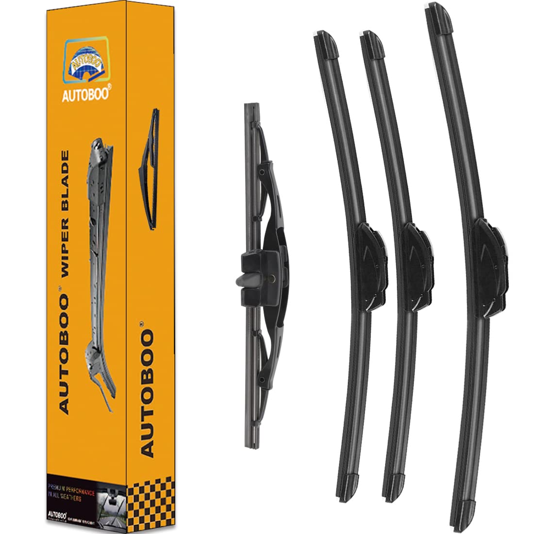 Autoboo 16''+14''+14'' Windshield Wipers With 10'' Rear Wiper Blade Replacement For Toyota Fj Cruiser 2014 2013 2012 2011 2010 2