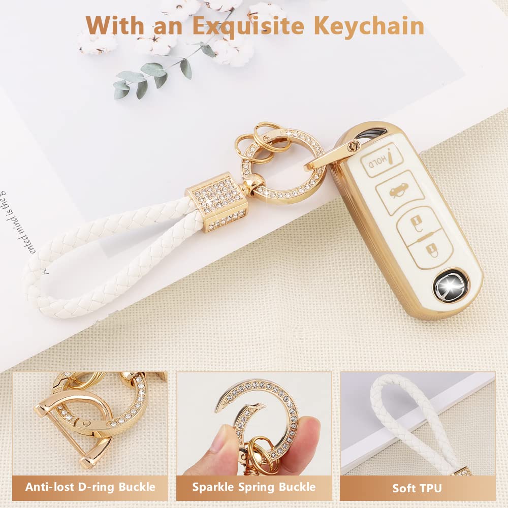Pifoog For Mazda Key Fob Cover 6 3 Cx5 Cx9 Cx-3 Mx5 Mitia Accessories Girly Women Soft Tpu Car Keys Shell Case 4 Buttons Full Co
