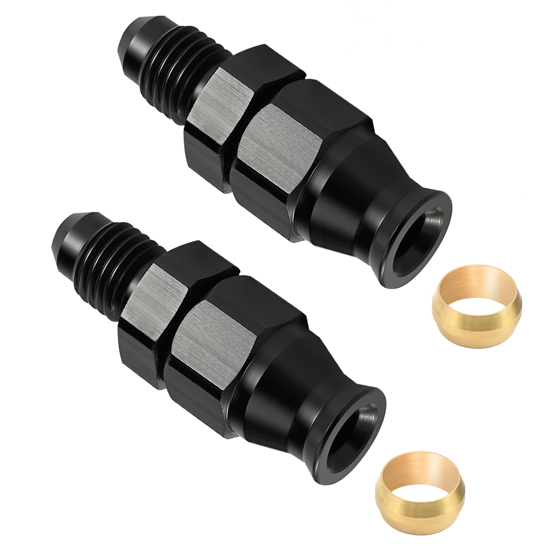 Evil Energy 6An Male To 5/16'' Hardline Compression Fitting Adapter Aluminum Black 2Pcs