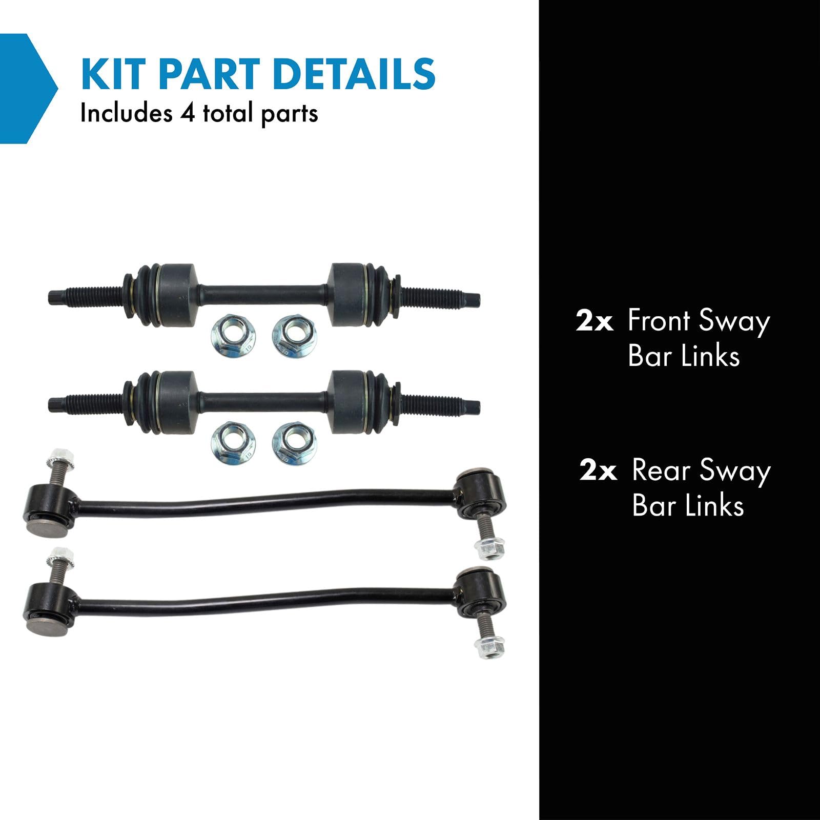 Trq Front & Rear Sway Bar Stabilizer Link Set Compatible With 2011-2019 Ford F-250 Super Duty 2011-2016 F-350 Super Duty 2011-20