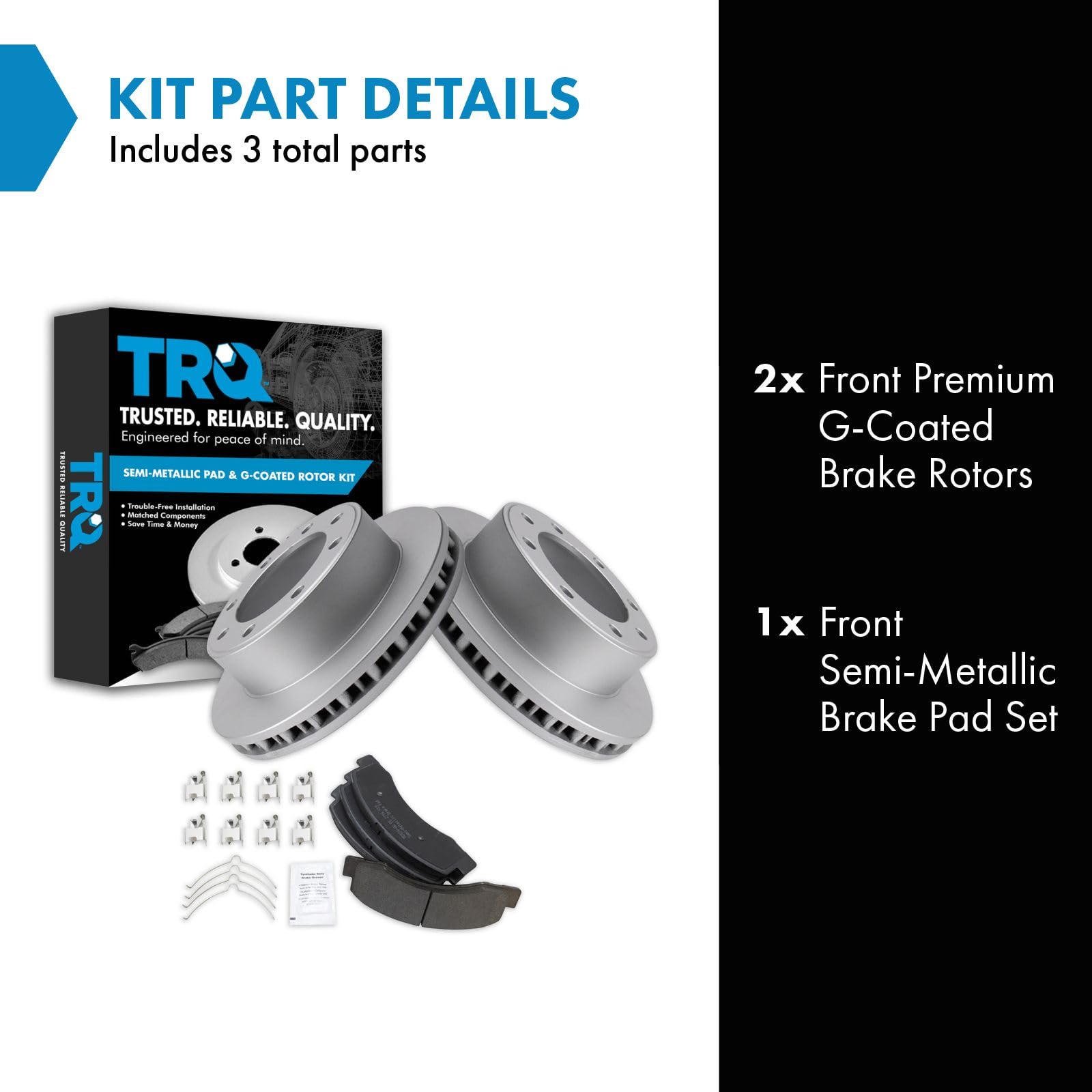 Trq Front Brake Pad & Rotor Kit Brake Pads Brake Rotor Semi-Metallic Premium G-Coated Compatible With 2000-2005 Ford Excursion 2