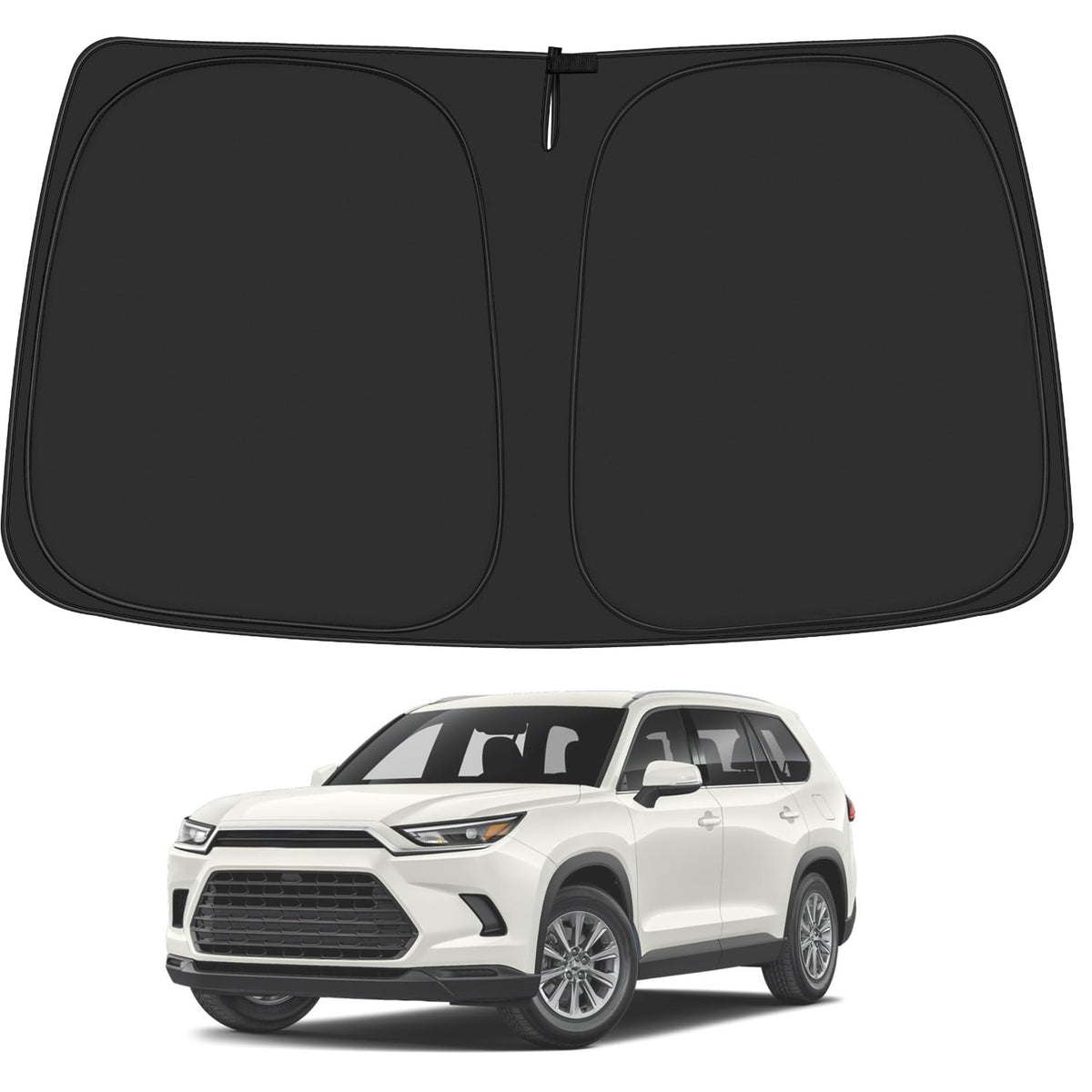 ULROLIT Windshield Sun Shade for 2024 Toyo-ta Grand Highlander Accessories, Foldable Window Sunshade Sun Visor Protector, Front 