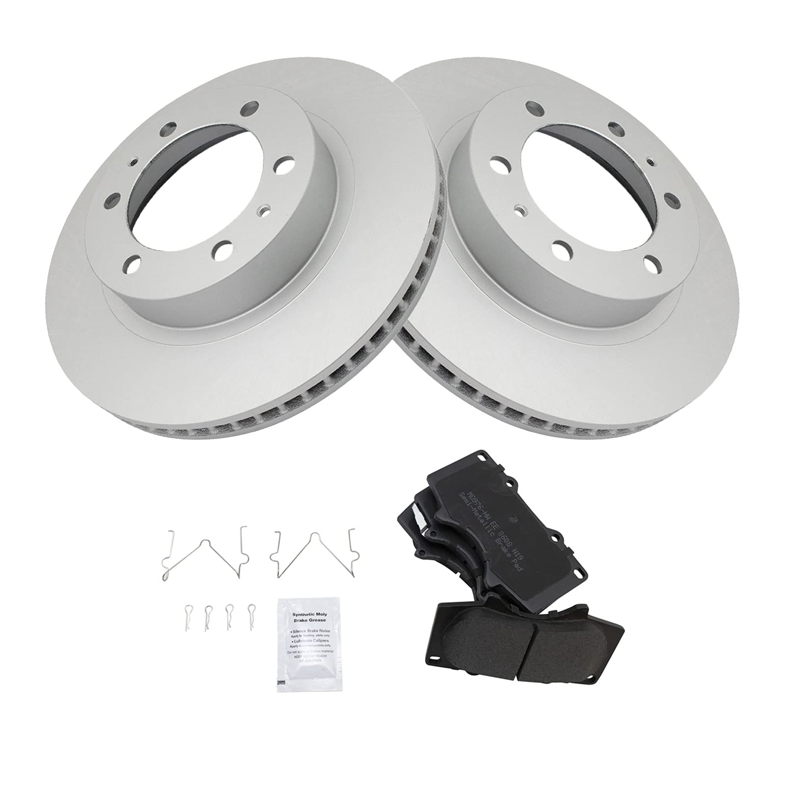 Trq Front Brake Pad & Rotor Kit Brake Pads Brake Rotor Semi-Metallic Vented Premium G-Coated Compatible With 2003-2009 Toyota 4R