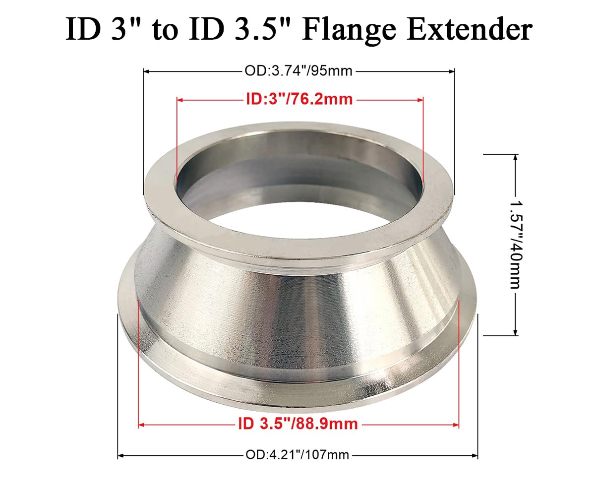 Elifecenter 3'' to 3.5'' Exhaust Flange Adapter,Turbo Exhaust V-band Adaptor Flange CNC(3''ID to 3-1/2''ID)