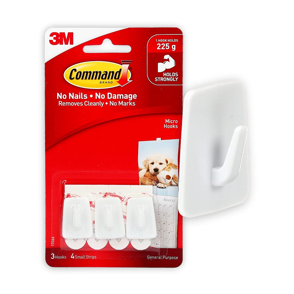 Command 17066 Micro, White, 3-Hooks (17066Es)
