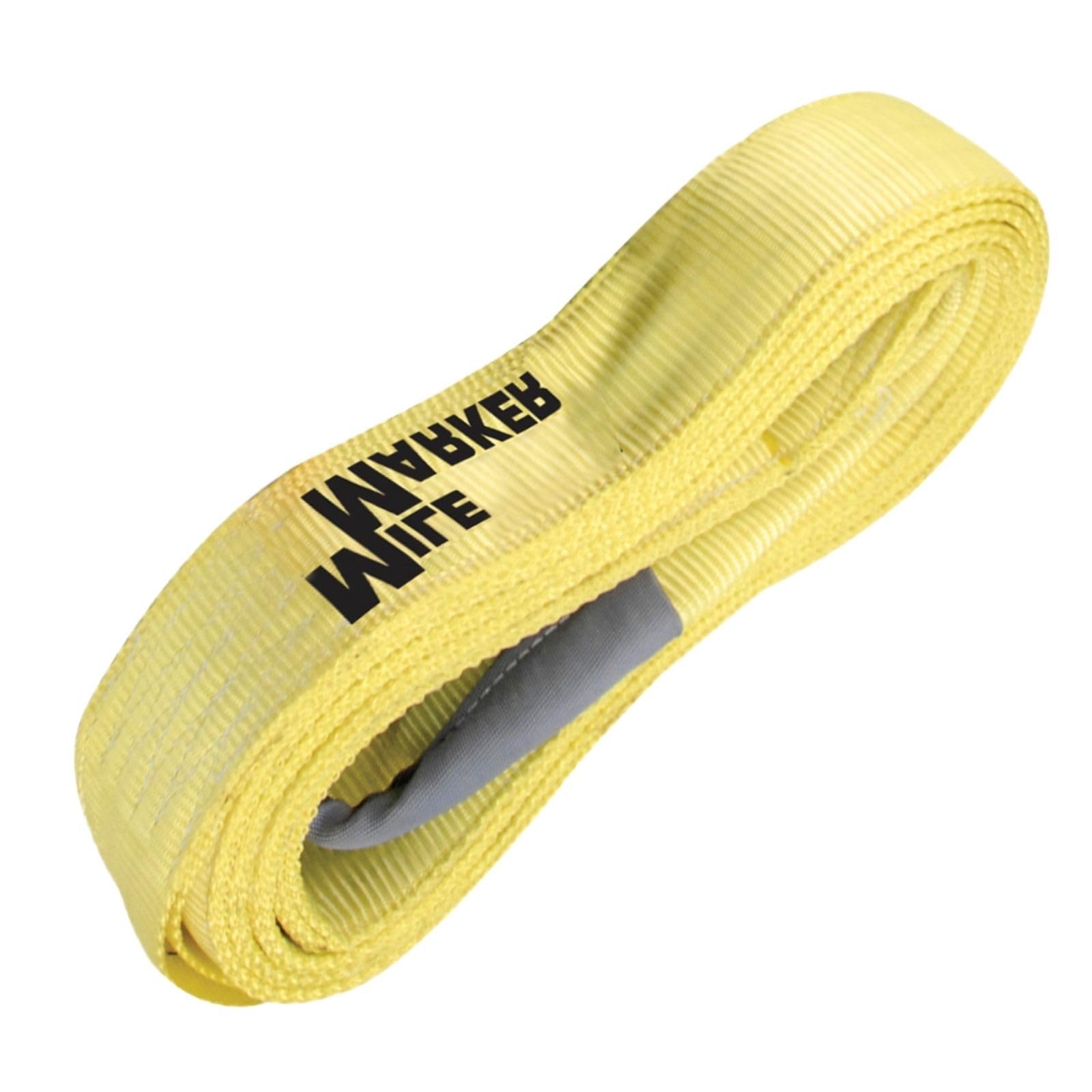 Mile Marker 19315 Single Yellow 3'' X 15' Recovery Strap For Heavy Duty Use - Rated To 30,000 Pound Capacity - Ensures User Safe