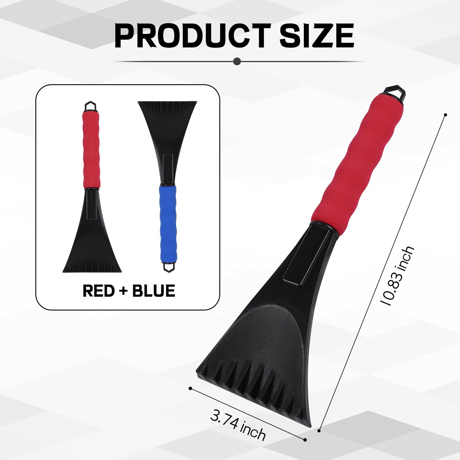 Wogomz 2PCS Ice Scrapers for Car Windshield, Ice Snow and Frost Removal Tools with Foam Handle, Efficient Snow Scraper for Car,
