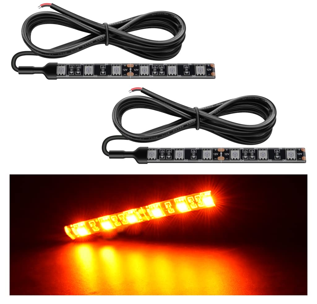 Nilight 2PCS 6-5050-SMD Waterproof Flexible Turn Signal Backup License Plate Universal Amber Lights Strip Universal for Motorcyc