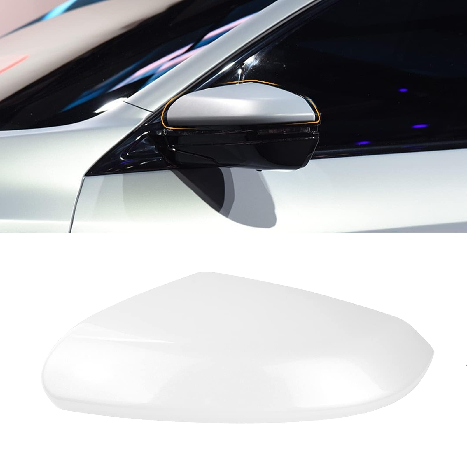 Moonlinks Compatible With 2016-2021 Honda Civic Driver Side Mirror Cover Replacement,Platinum White Pearl For 10Th Gen Civic,201