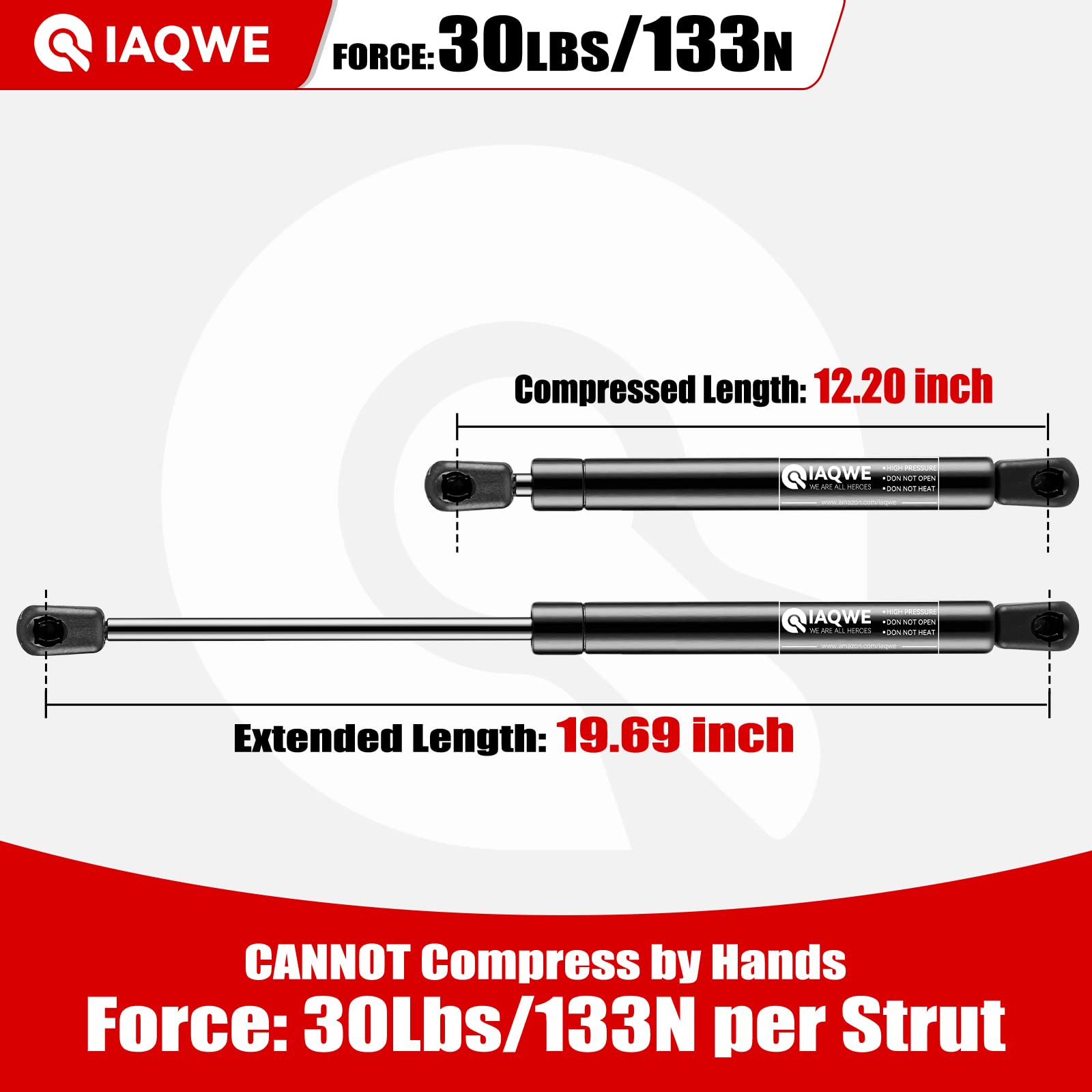 20Inch 30Lbs/133N Lift Support Gas Spring Strut Shock For Floor Hatch Rv Door Storage Trailer Lid Tv Cabinet Truck Camper Topper Rear Window Toobox Lid