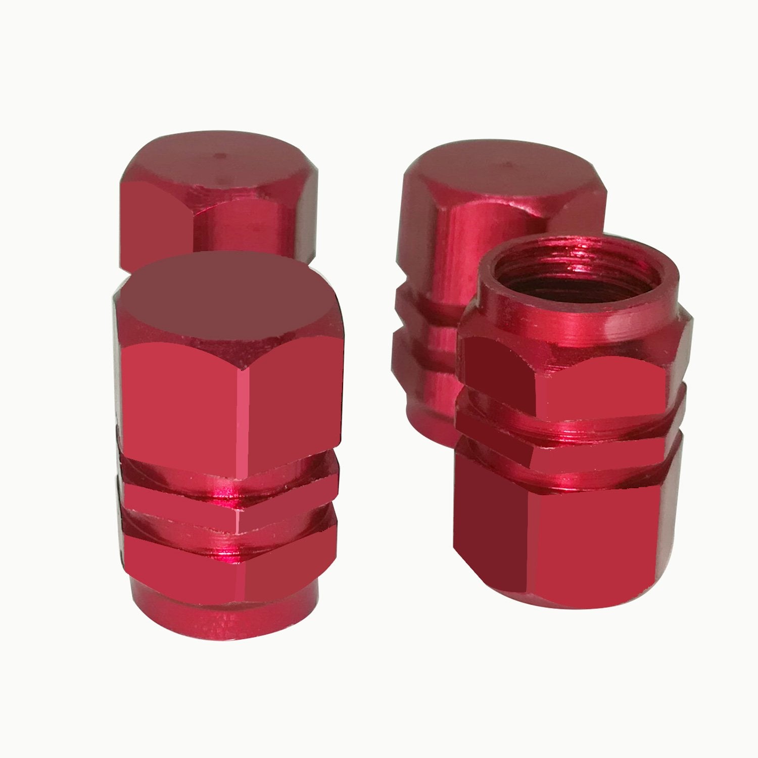 Mavota 4 PCS Style Polished Aluminum Chrome Tire Valve Stem Caps (Red)