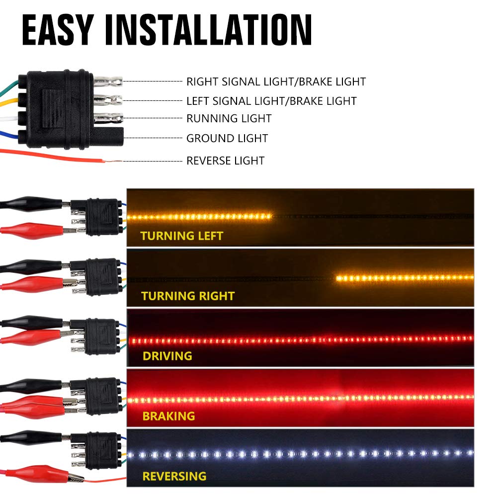 1797 Led Pickup Truck Tail Light Strip Tailgate Rear Turn Signal Brake Reverse Back Up Light Bar Accessories For Ford Chevrolet