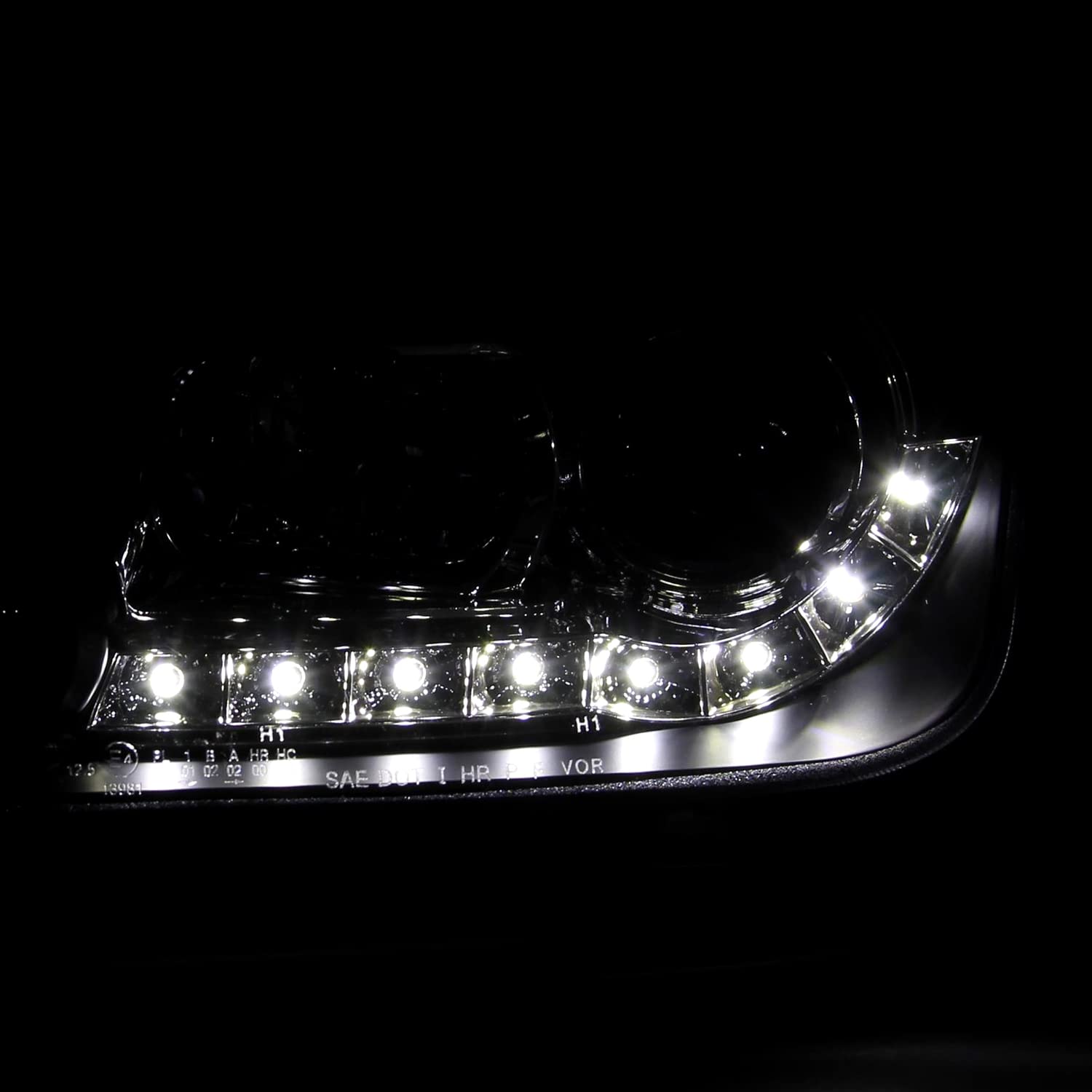 Spec-D Tuning Led Black Projector Headlights Compatible With 1999-2004 Volkswagen Jetta/Bora Mk4, Left + Right Pair Headlamps Assembly