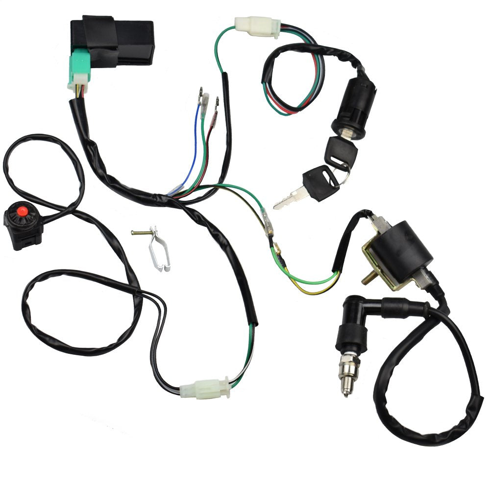 Laxeem Kick Start Dirt Pit Bike Wire Harness Wiring Loom Cdi Ignition Coil Magneto Spark Plug Rebuild Kit For 50Cc -125Cc Stator
