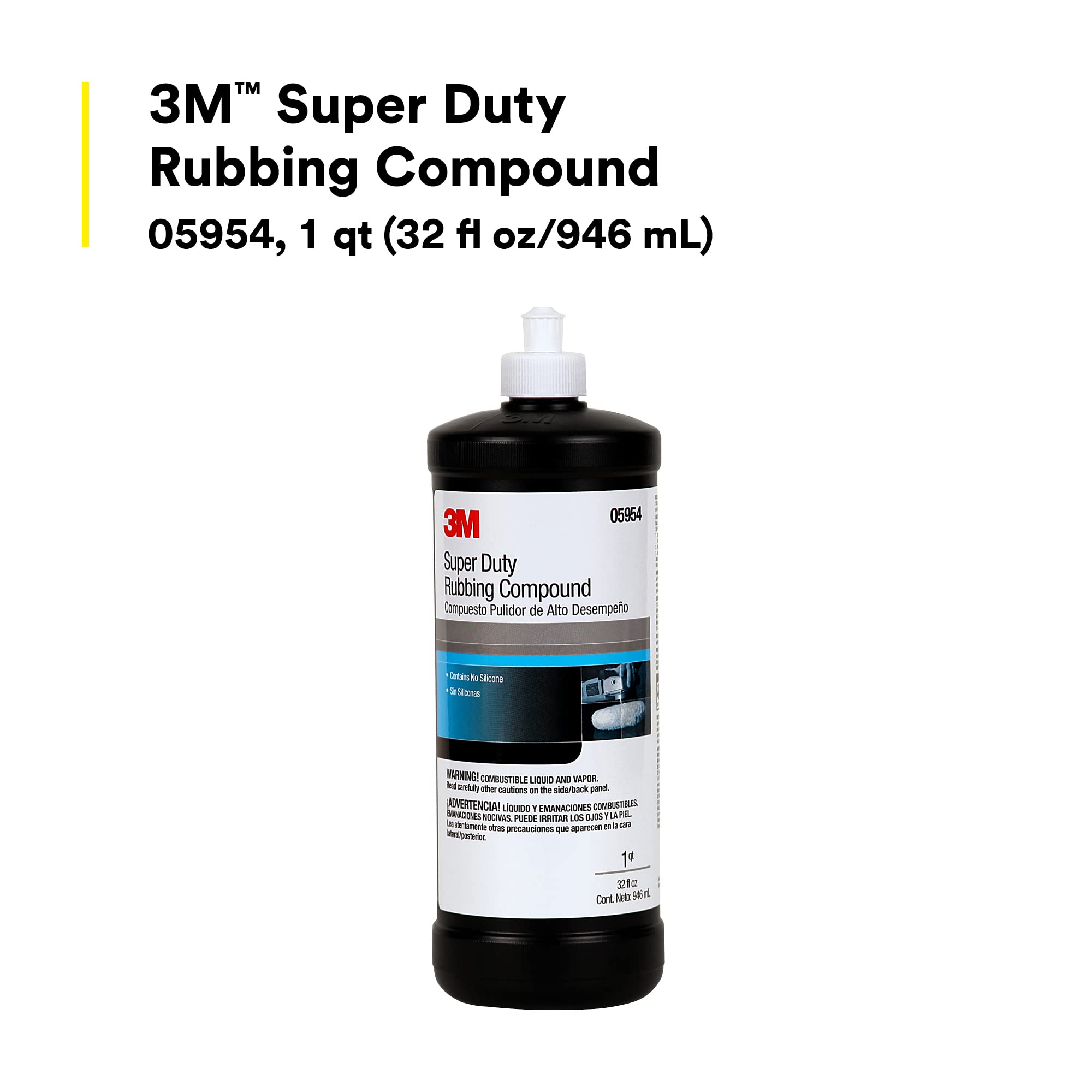 3M Super Duty Rubbing Compound, 05954, 1 Qt (32 Fl Oz/946 Ml)
