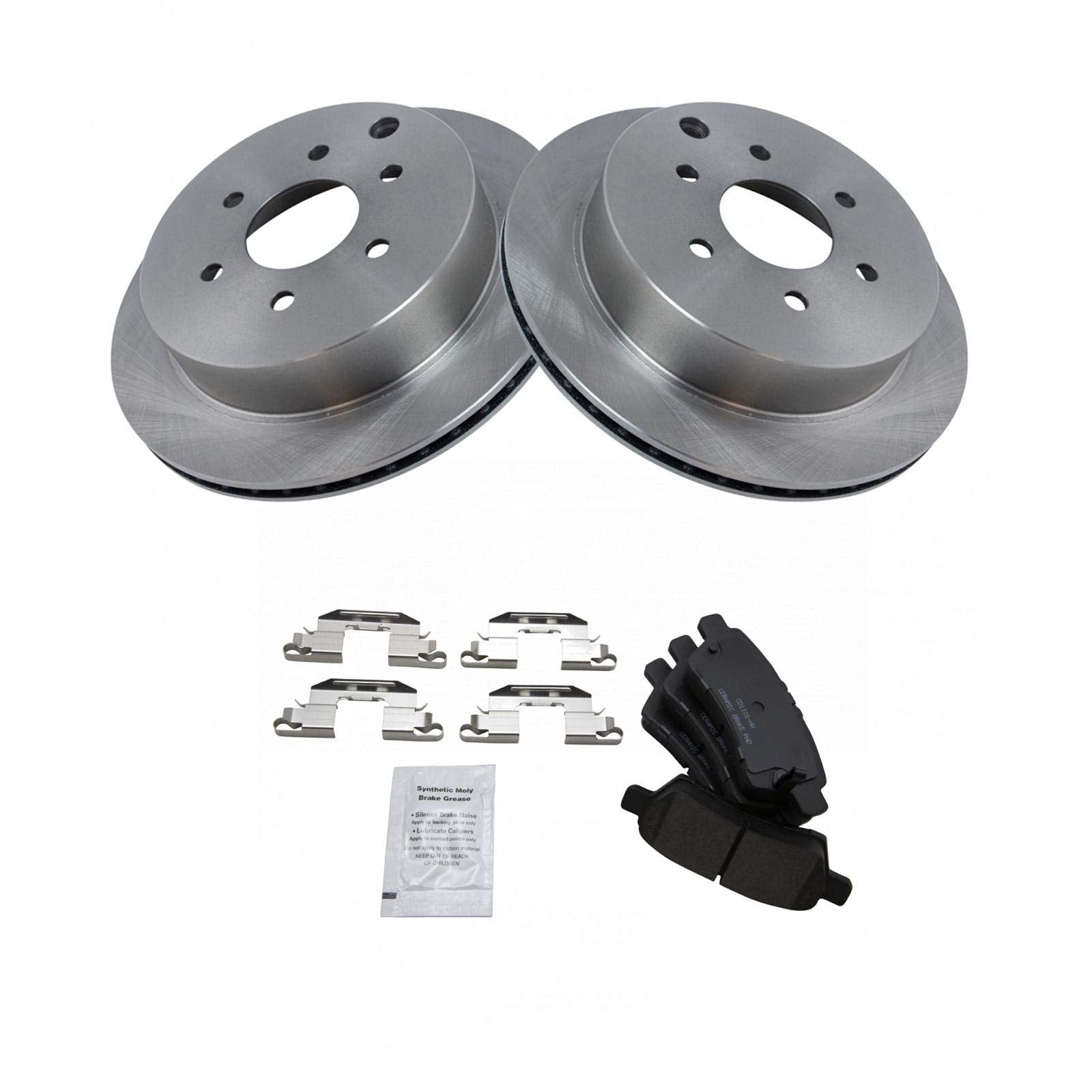 Trq Rear Brake Pad & Rotor Kit Brake Pads Brake Rotor Ceramic Compatible With 2006-2007 Nissan Xterra