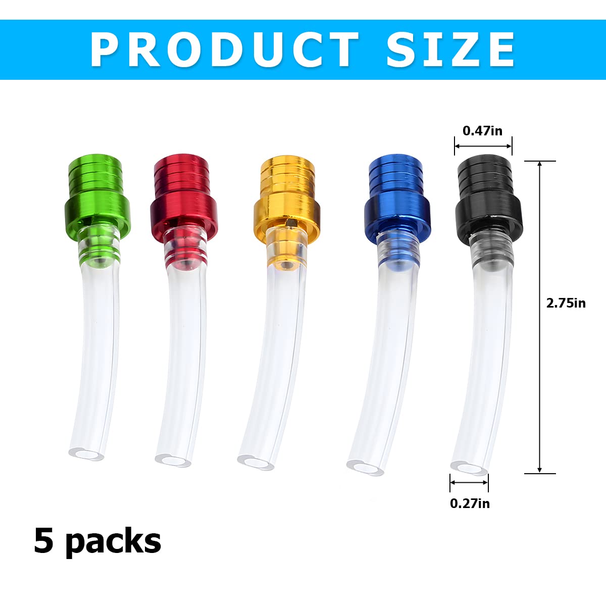 5Pcs Motorcycle Gas Fuel Tank Cap Vent, Breathing Tube Hose Two-Way Fuel-Saving Vent Breather Cap, Cnc Aluminum Pvc Vent Hose Tube For All Dirt Bike Off-Road Motorcycles Atvs (5 Colors Mixed)