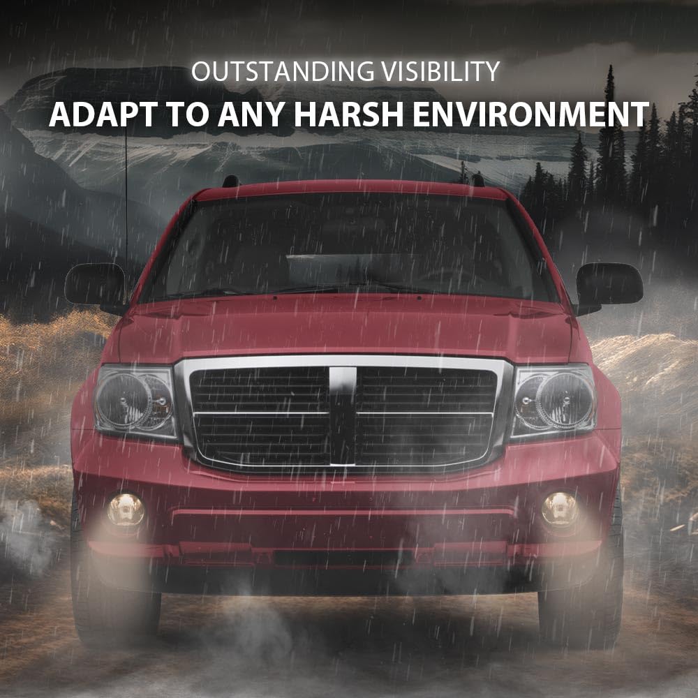 G-Plus Front Bumper Fog Lights Compatible With Dodge Ram 1500 2002-2008/2003-2009 Ram 2500 3500/2004-2006 Durango Pair+Bulb Driv