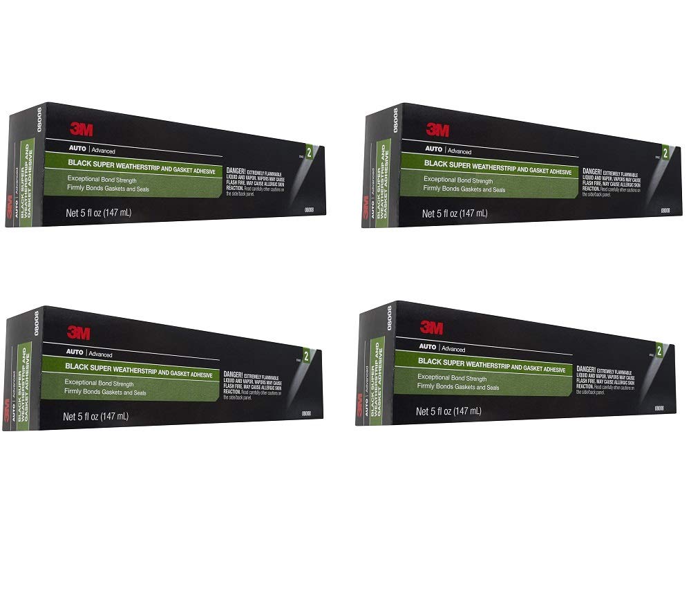 3M 08008 Black Super Weatherstrip Adhesive Tube, 5 Oz (4 Pack)