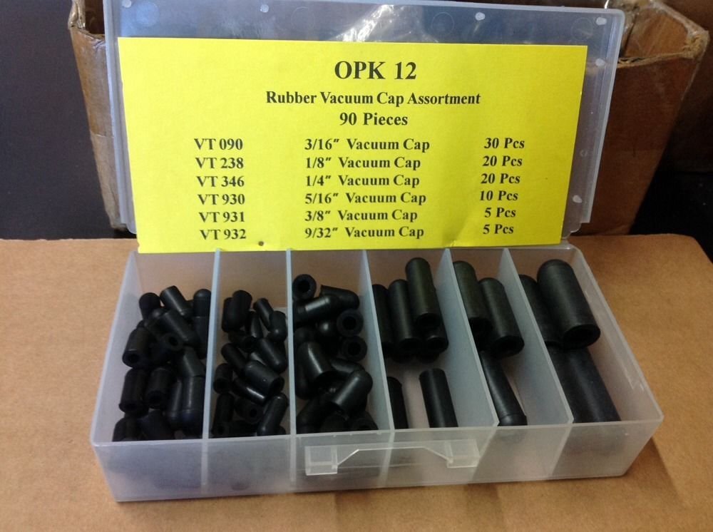 Technicians Choice Opk12 Rubber Vacuum Cap Assortment (90 Pcs / 6 Sizes)