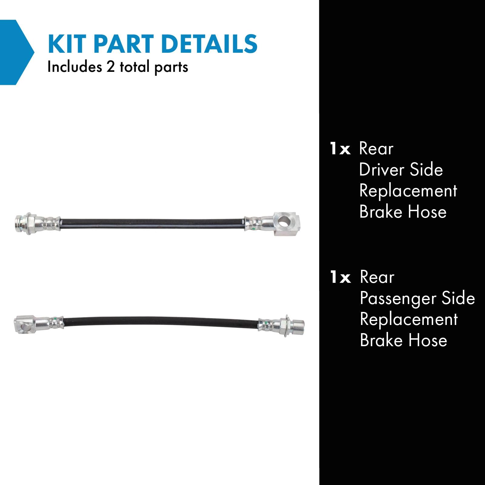 Trq Rear Brake Hose Set Compatible With 1998-2003 Chevrolet S10 Gmc Sonoma