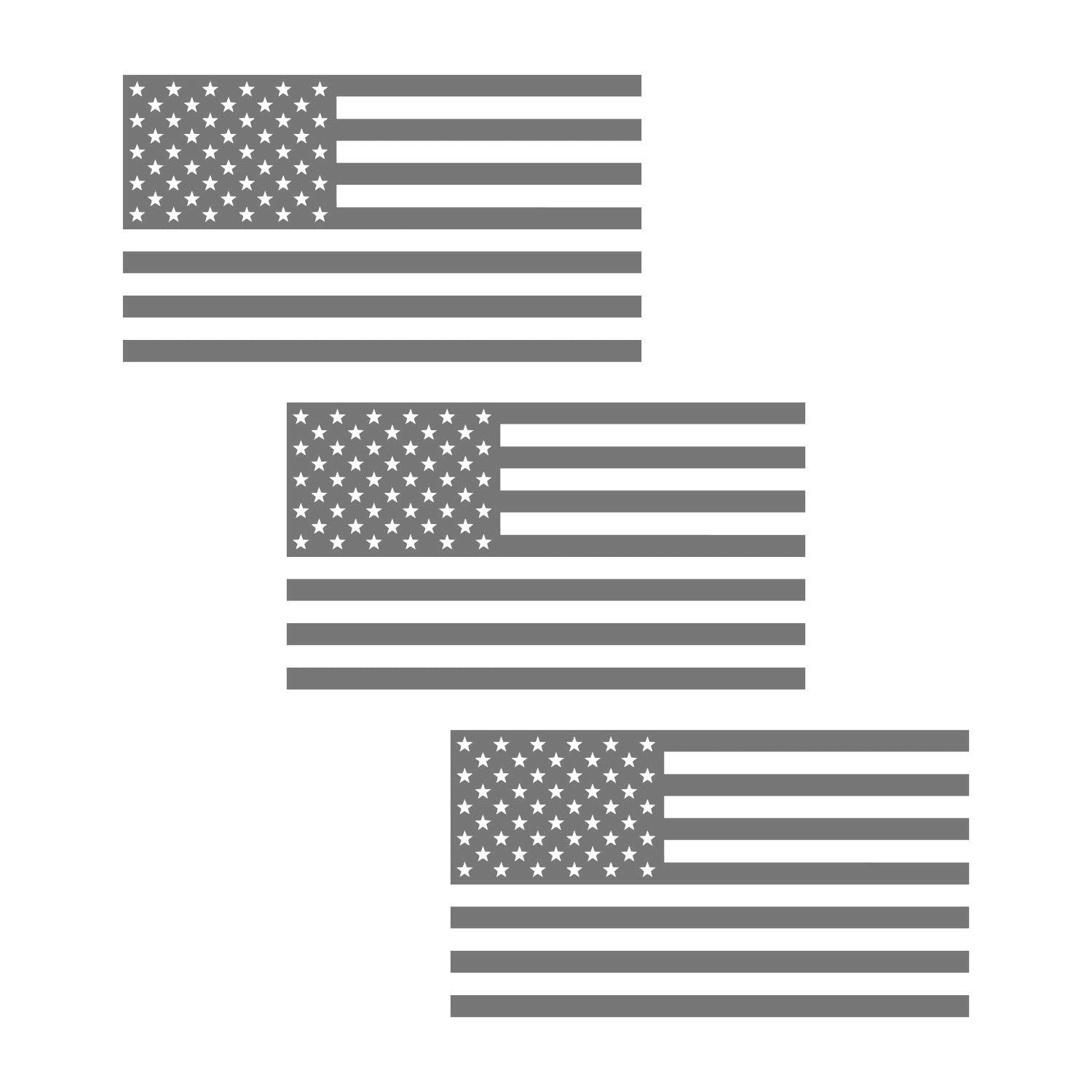 American Us Flag [Pick Color/Size] Vinyl Decal Sticker For Laptop/Car/Truck/Window/Bumper (7.5In X 4.2In [3-Pack], Matte Gray)