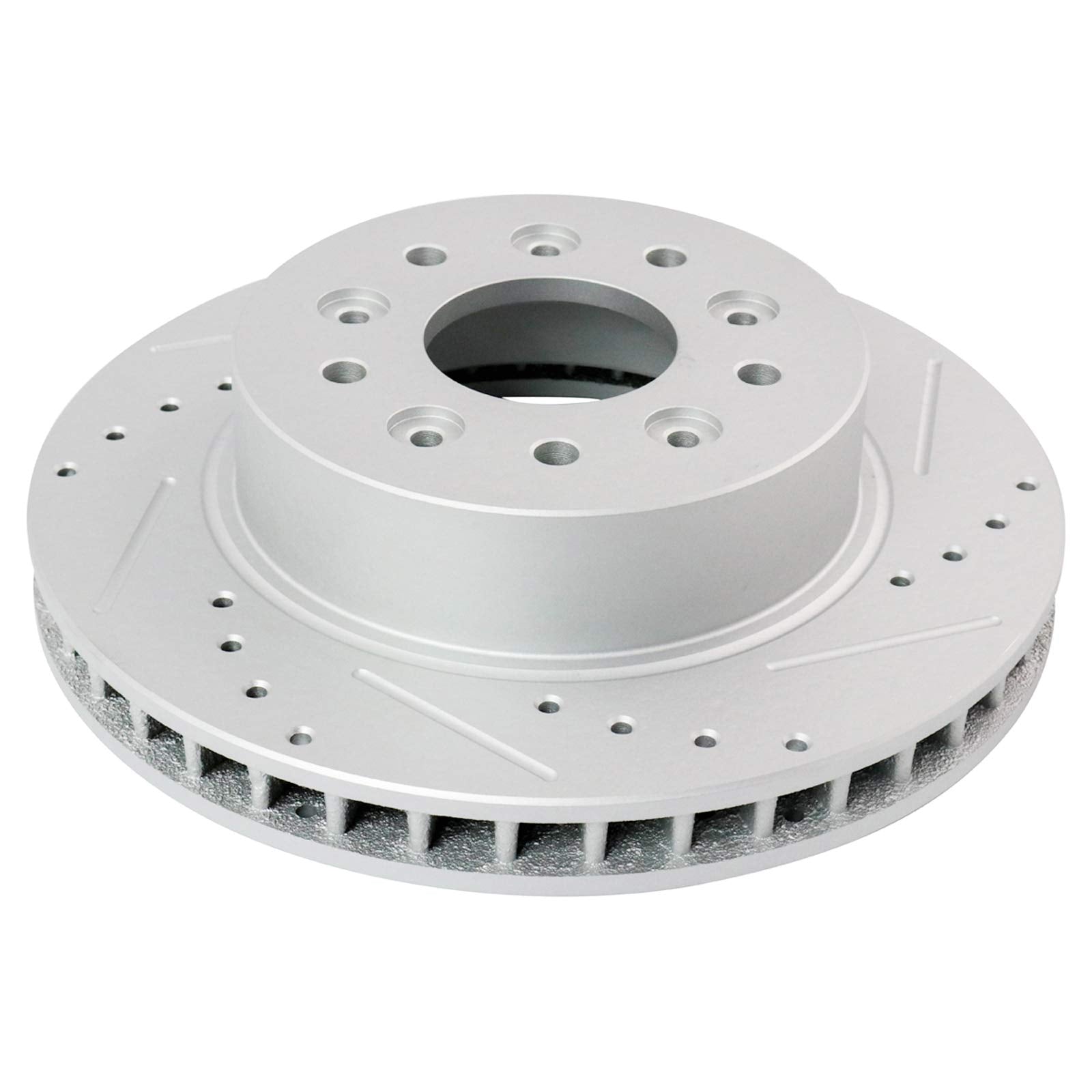 Trq Front Performance Brake Rotors Set Vented Premium G-Coated Cross Drilled & Slotted Compatible With 1963-1982 Chevrolet Corve