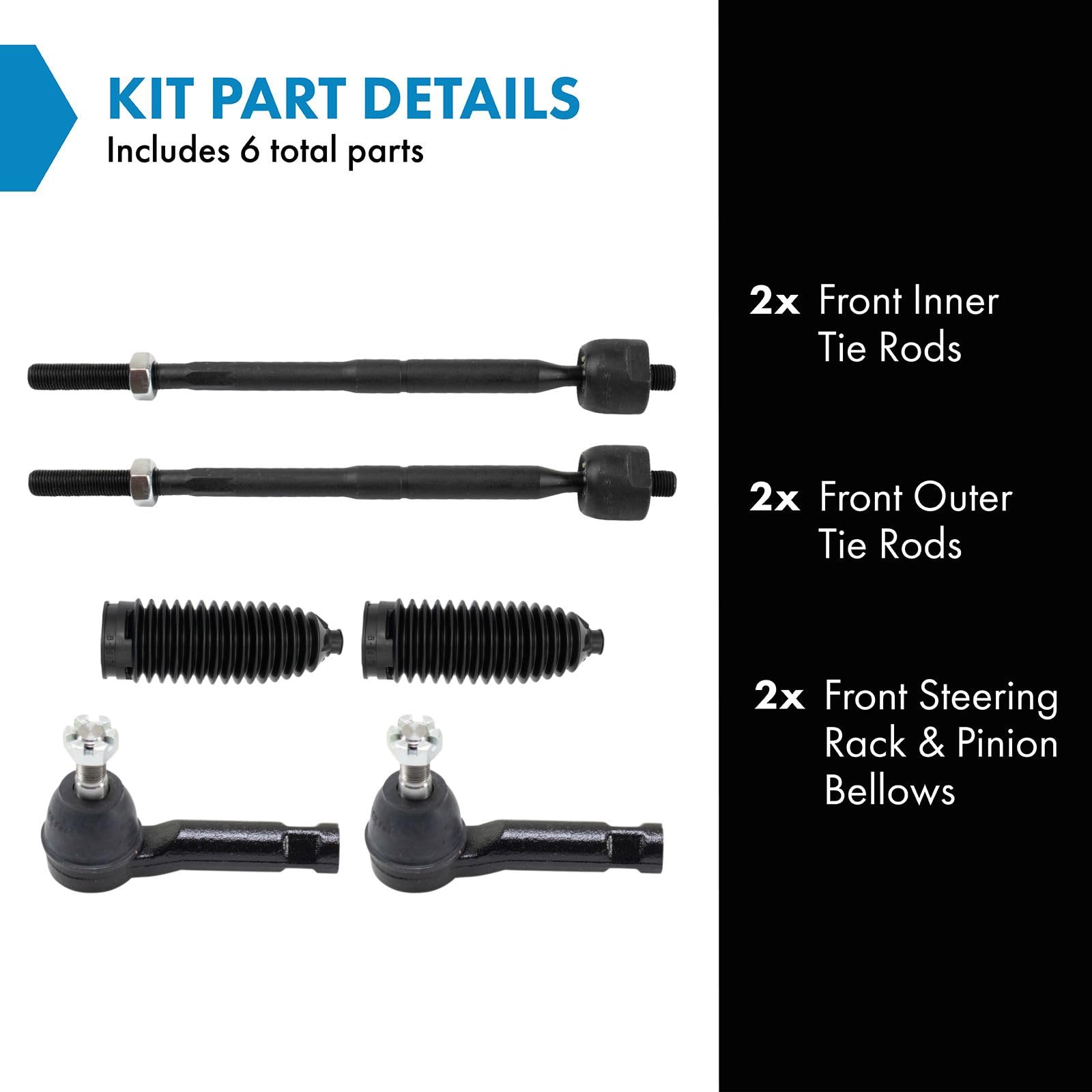 Trq Front Steering Kit Steering Rack & Pinion Bellow Tie Rod Compatible With 2013-2016 Mazda Cx-5