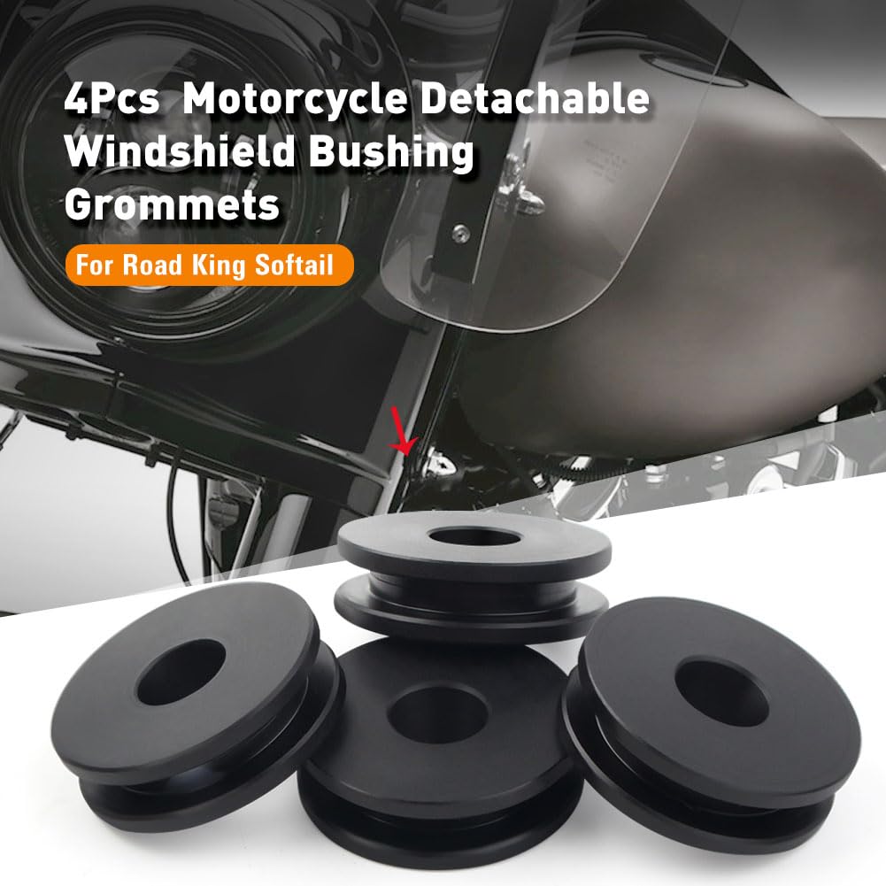 Newsmarts Replacement Detachable Windshield Bushing Grommets Fit For Harley Road King Softail 2000-2014, Black