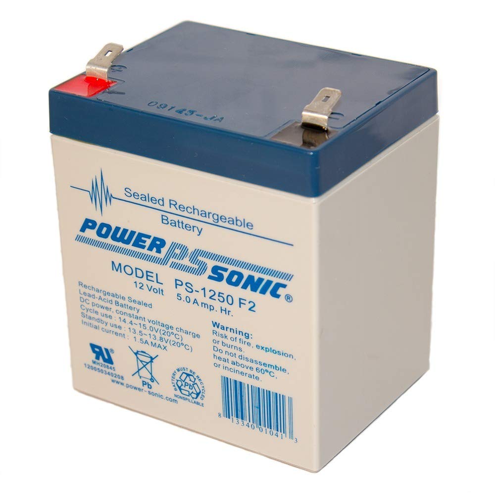 Power-Sonic Ps-1250F2-12 Volt/5 Amp Hour Sealed Lead Acid Battery With 0.250 Fast-On Connector, One Color