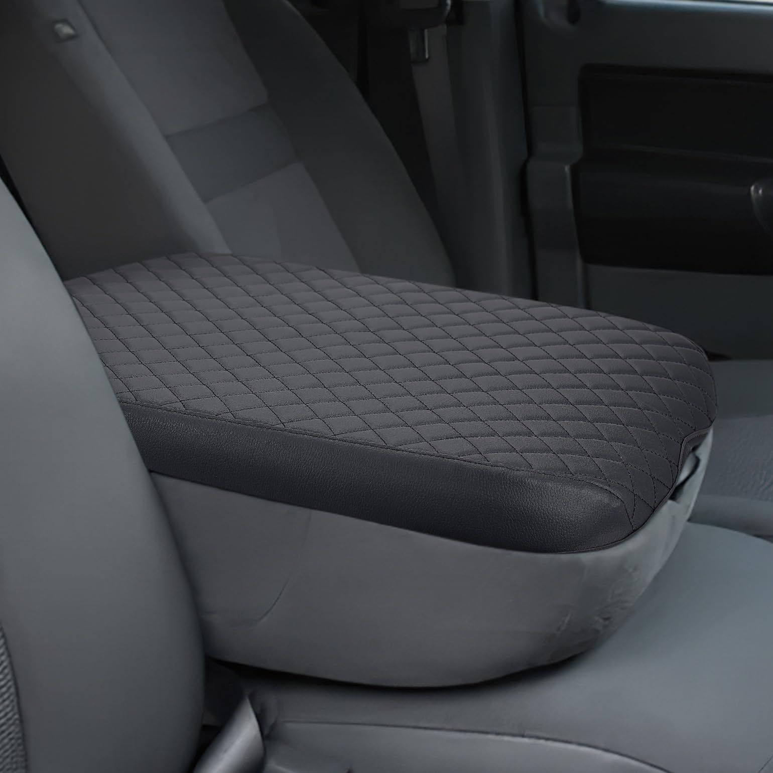 Joytutus Center Console Cover Compatible With 2002-2012 Ram 1500 2500 3500 Jump Seat Console, Leather Arm Rest Armrest Cover For