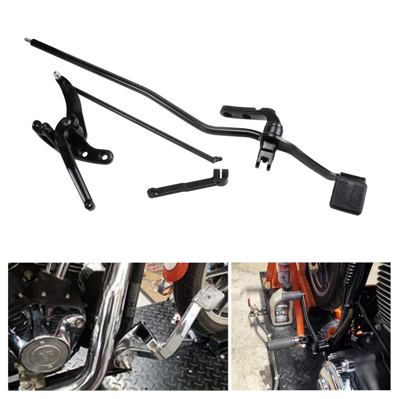 HDBUBALUS Motorcycle Forward Controls Pegs Levers Linkages Kit Set Fit for Harley Dyna Low Rider Fat Bob Street Bob Wide Glide F