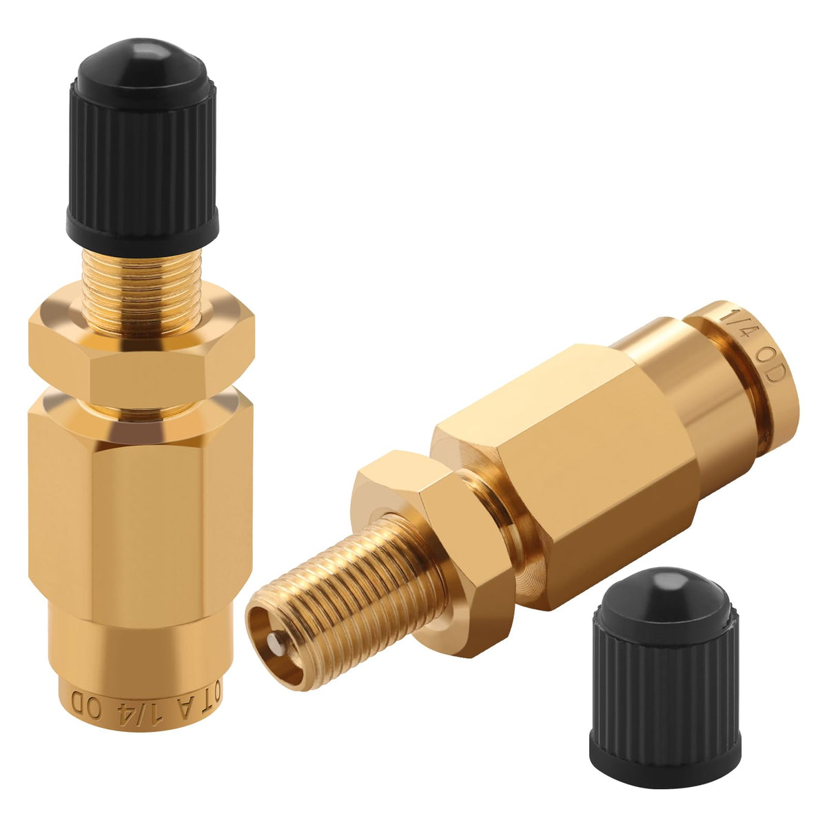 Cheemuii 1/4'' Inflation Schrader Valve with Push to Connect for 1/4'' OD Air Line Tubing and Air Spring Suspension for Semi Tru