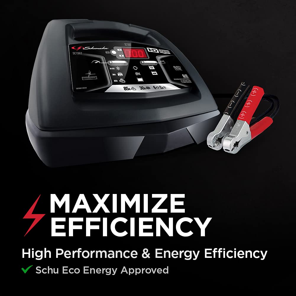 Schumacher Sc1362 Fully Automatic Battery Charger With Engine Starter Boost, Maintainer - With Advanced Diagnostic Testing - 85
