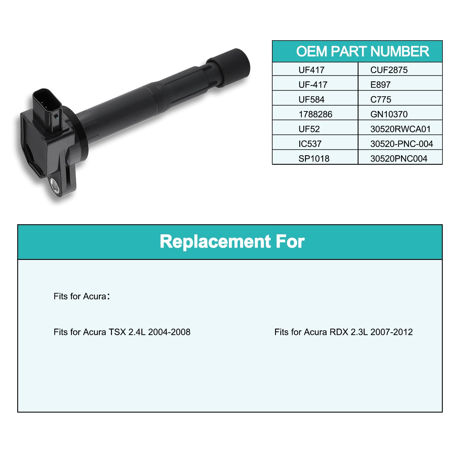 Aulink 4Pcs Uf417 Ignition Coil Pack For Acura Tsx 2.4L 2004 2005 2006 2007 2008, Rdx 2.3L 2007 2008 2009 2010 2011 2012 C1450 C