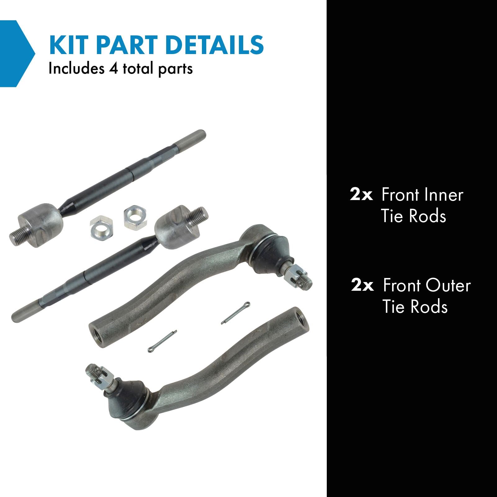 Trq Front Tie Rod Set Compatible With 2007-2008 Toyota Yaris