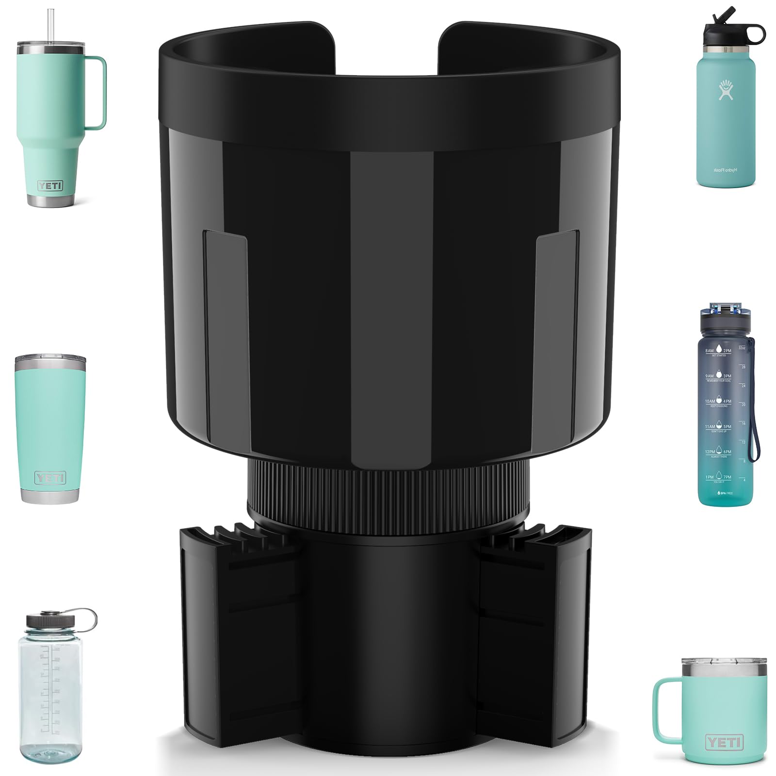 TYKOR Car Cup Holder Expander Adapter with Offset Base, Cup Holder Extender for Car Compatible with Yeti 14/24/36oz, Hydro Flask